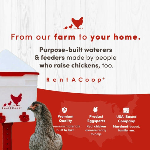 RentACoop 2 Gallon Chicken Waterer with 4 Cups and 4 Nipples - Corner Placement