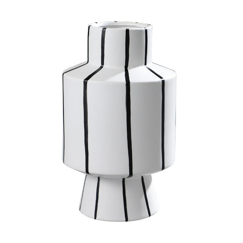 Black And White Striped Ceramic Vase Light Luxury Modern Home