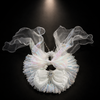 White Iridescent Satin Lace Pet Bib Collar
