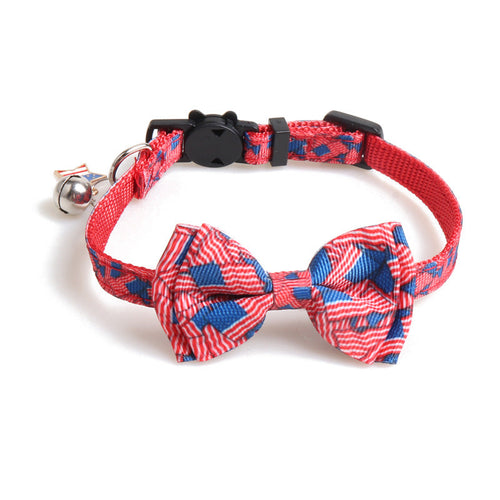 Patriotic Bow Tie Cat Collar with Bell USA
