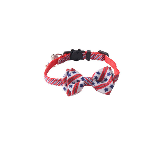 Patriotic Bow Tie Cat Collar with Bell USA
