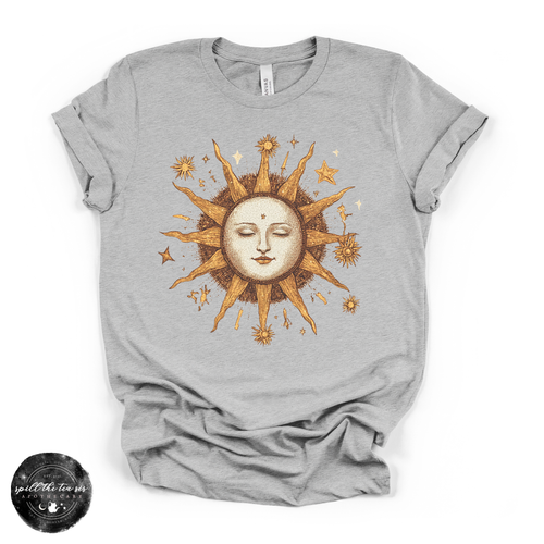 Summer Celestial Sun Tee | Boho Sun & Moon Graphic T-Shirt