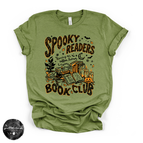 Spooky Readers Book Club Tee | Book Lover Halloween Graphic T-Shirt {BLACK DESIGN}