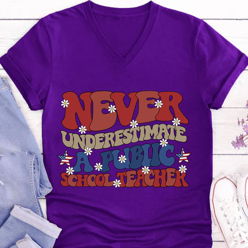 Never Underestimate A Public School Teacher Shirt | Democrat Shirt | Kamala Harris 2024 Shirt Dark T1546 - KH2