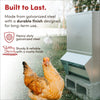 Galvanized Chicken Trough Feeder, Weatherproof Poultry Food Dispenser with Lid - 50lb