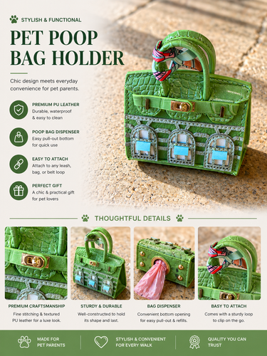 Luxury Dog Poop Bag Holder | Designer Waste Bag Dispenser Clip-On