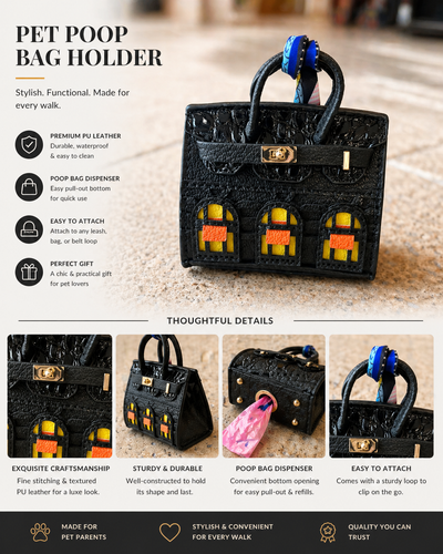Luxury Dog Poop Bag Holder | Designer Waste Bag Dispenser Clip-On