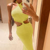 Halterneck Open Back Holiday Cutout Slim Dress