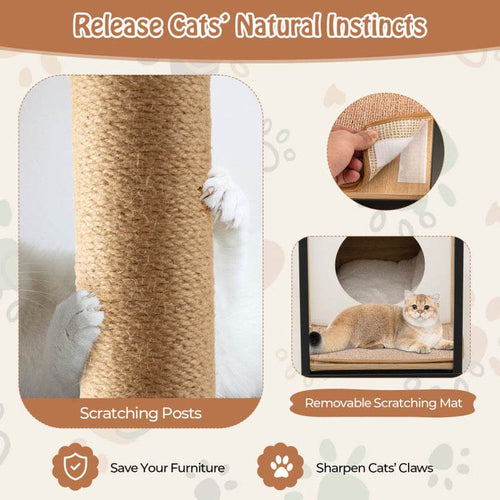 Modern Cat End Table with Scratching Post