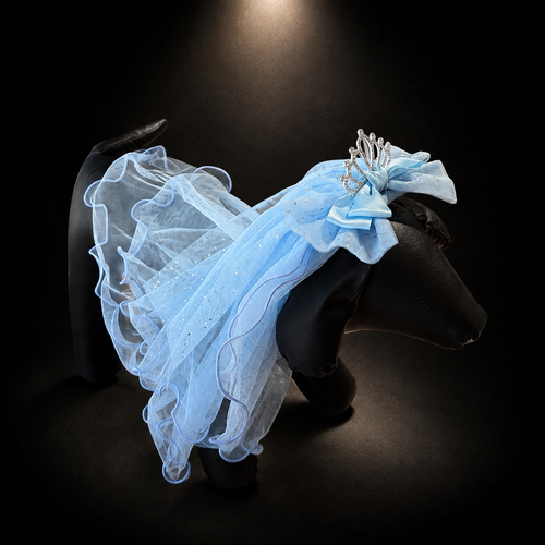 Pink Blue Tulle Tiara Pet Veil Headpiece