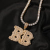 Alphabet Necklace Hip Hop Full Of Diamonds With Spiked Rock Candy Letters