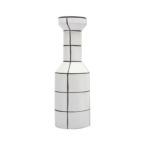 Modern Simple Nordic Creative Home White Ceramic Vase Fashion Stripe Handicraft Ornament Home Decoration