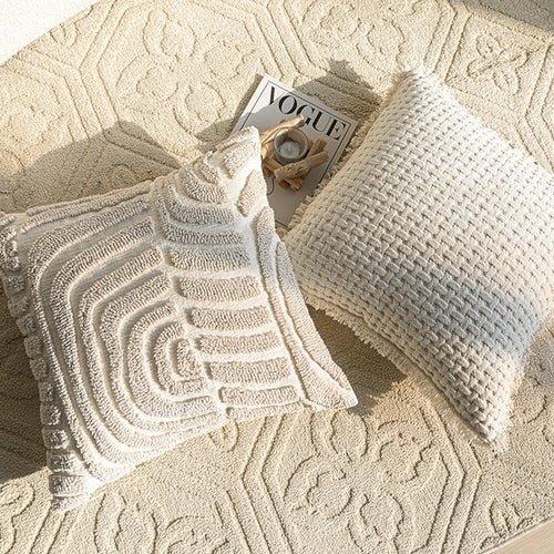 Sofa Throw Pillowcase Cream Color Three-dimensional Embroidery