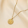 Stainless Steel Round Twelve Constellation Coin Relief Necklace