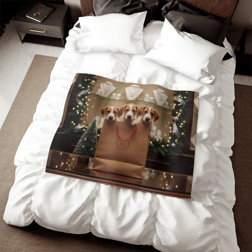 Cute Puppies in Gift Bag Blanket