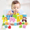 Boys building block children's toys with beech