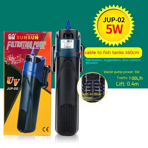 UV Sterilamp Fish Tank Built-in Filter Water Purifier
