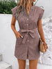 Hot Summer Leisure Commute Jumpsuit Pinstripe Short Sleeve One-piece Shorts