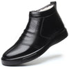 Men's Fleece-lined Thickened Leather Waterproof Casual High-top Snow Boots