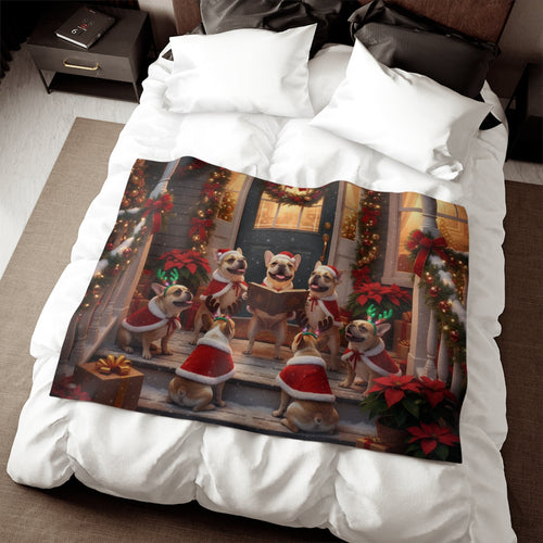 French Bulldogs Holiday Caroling Blanket