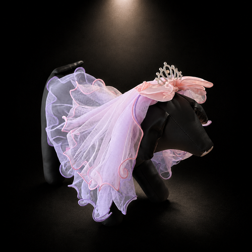 Pink Blue Tulle Tiara Pet Veil Headpiece