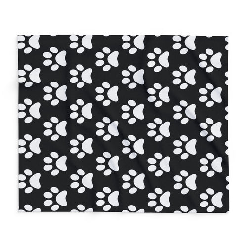 Cozy Paw Print Arctic Fleece Dog Blanket