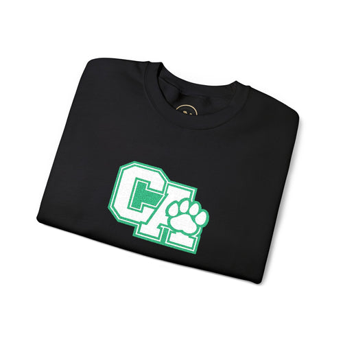 California Embroidered Crewneck Sweatshirt — Green Vintage 'CA' Paw Logo