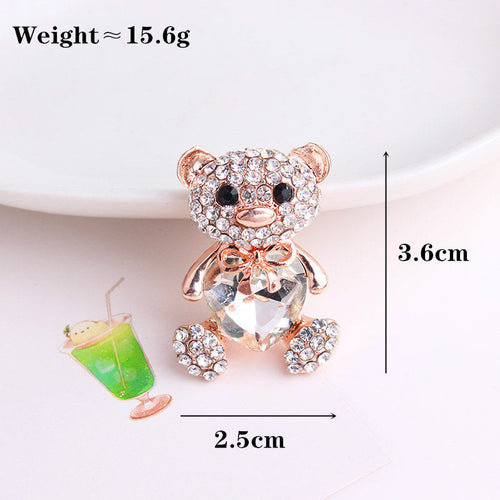 Little bear love crystal brooch female