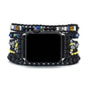 Black Retro Woven Watch Band  Natural Stone Bead Strap Bracelet