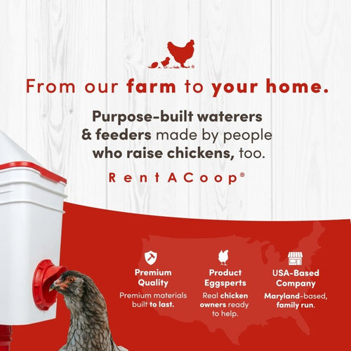 RentACoop 25lb BPA-Free Chicken Feeder with 4 Large Ports and Adjustable Stand - Center Placement