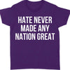 Hate Never Made Any Nation Great Shirt - Political Shirt for Social Activists, Political and Protest Dark Shirt 682204