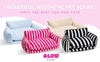 Luxury Light Blue Striped Sofa Dog Bed - Glow Pups