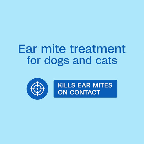 Adams Ear Mite Treatment for Dogs & Cats 0.5oz Kills Mites Fast Soothes Pet Ear 2PCK