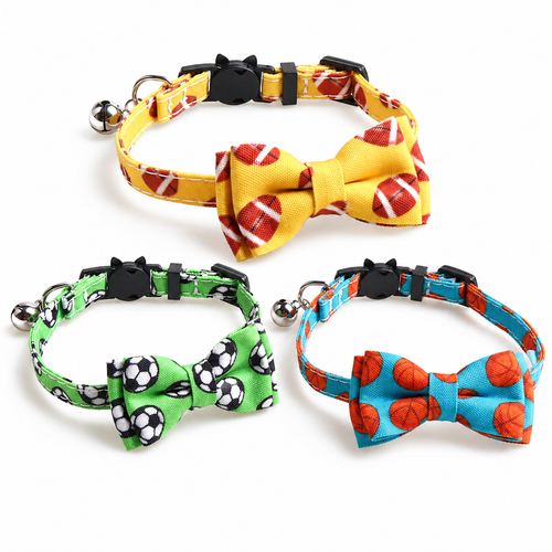 Sports Bow Tie Cat Collar with Bell