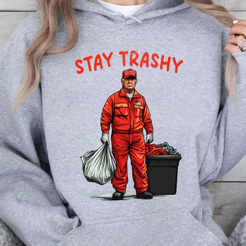 Trashy Donald Trump as Garbage Collector, Stay Trashy, Garbage for Trump 2024 Patriotic Shirt Bright C1692 - GOP