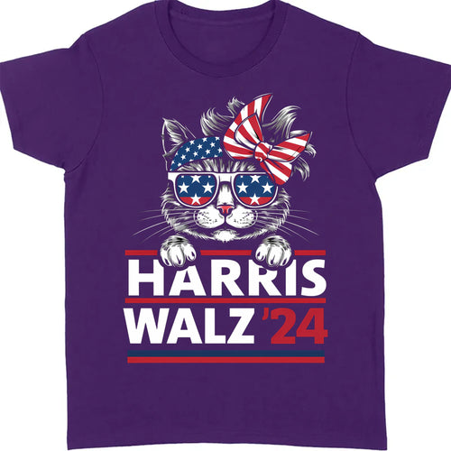 Cat Harris Walz 2024 Shirt | Kamala Harris 2024 Shirt | Democrat Shirt Dark T1402 - KH2