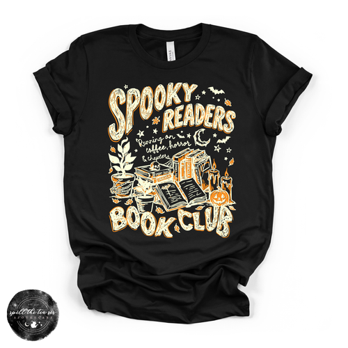 Spooky Readers Book Club Tee | Book Lover Halloween Graphic T-Shirt {WHITE DESIGN}