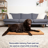 PupProtector™ Faux Cool-to-Touch Vegan Leather Memory Foam Dog Car Bed - Camel