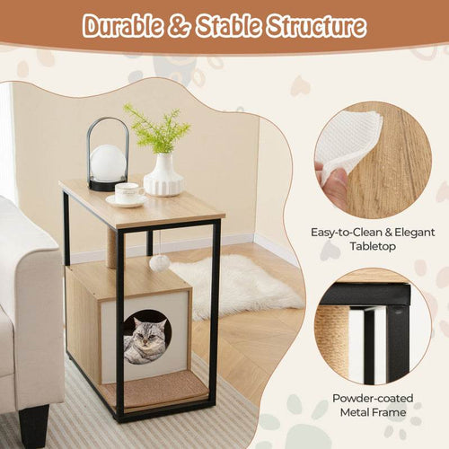 Modern Cat End Table with Scratching Post