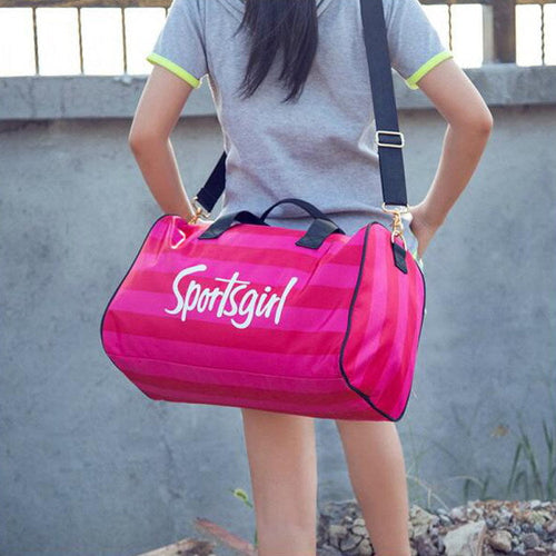 Sportsgirl Travel Bag Striped Women''s Portable Large Capacity
