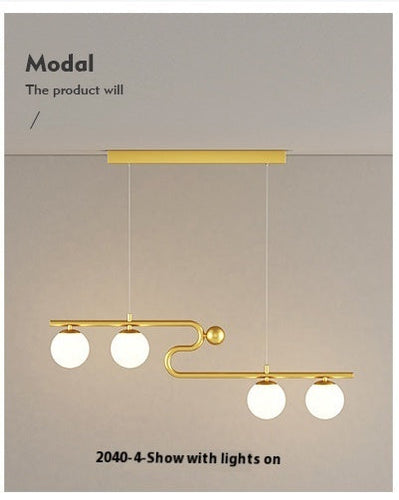 Simple Modern Creative Rectangle Dining Table Starry Chandelier