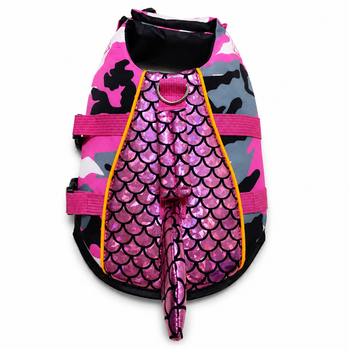 Mermaid Dog Life Jacket with Fish Scale Tail