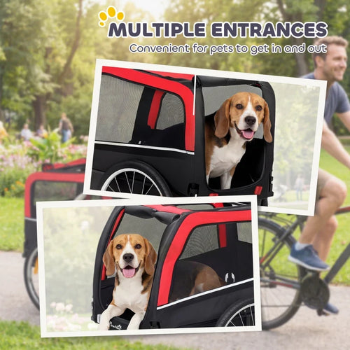 Dog Bike Trailer, Pet Cart Bicycle Carrier with 20 Air Tires, Quick-Release Wheels, Reflectors, Flag
