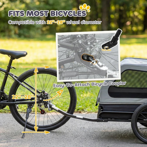 Dog Bike Trailer for Small & Medium Dogs, Universal Bicycle Coupler, Flip-Down Ramp Tailgate
