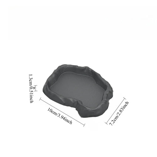 Reptile Water Dish Rock Resin Feeding Bowl Terrarium Decor Food Basin for Lizards Chameleons Snakes Turtles Geckos Frogs