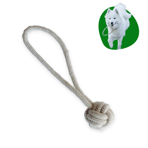ECO-BALL-TUG:  Non-Toxic Dog Toy, Eco-Friendly, Natural Cotton Rope