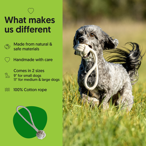 ECO-BALL-TUG:  Non-Toxic Dog Toy, Eco-Friendly, Natural Cotton Rope