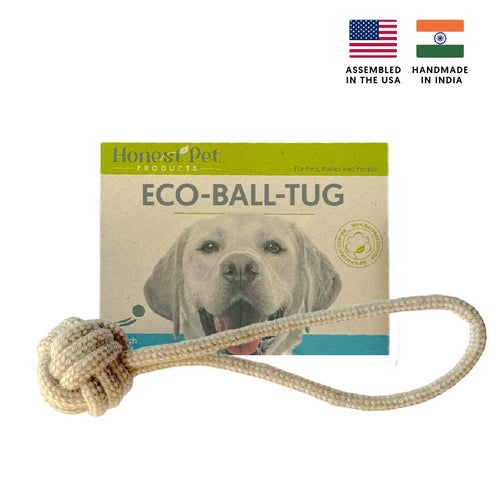 ECO-BALL-TUG:  Non-Toxic Dog Toy, Eco-Friendly, Natural Cotton Rope