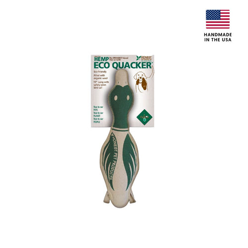 Natural Duck Dog Toy - Eco-Quacker Squeaky Toy