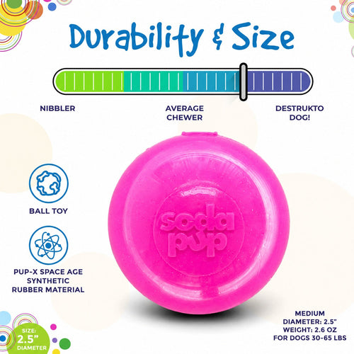 Glitter Ball 3-Pack Dog Toy | Soft PUP-X Rubber Floating Fetch Ball with Treat Dispenser | USA Made
